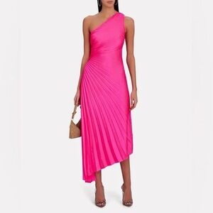 A.L.C. Delfine One-shoulder Pliss Midi Dress size 0